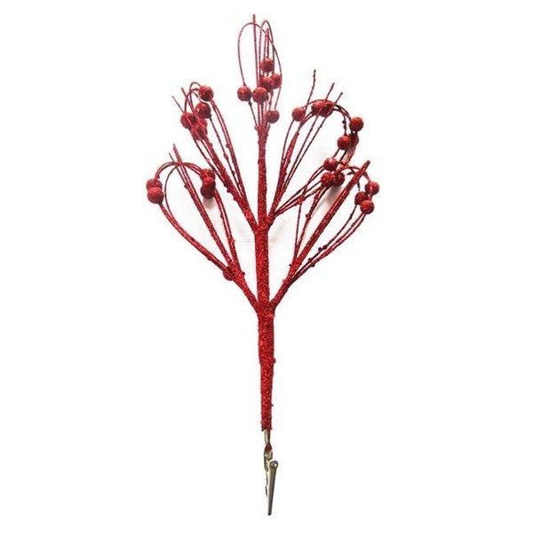 Winterland Winterland WL-PCKA12-PFT-RE 12 in. Red Peacock Feather Pick with Red Glitter - Pack of 5 WL-PCKA12-PFT-RE